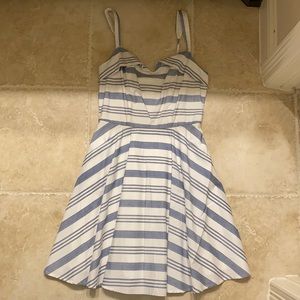 white and blue striped dress
